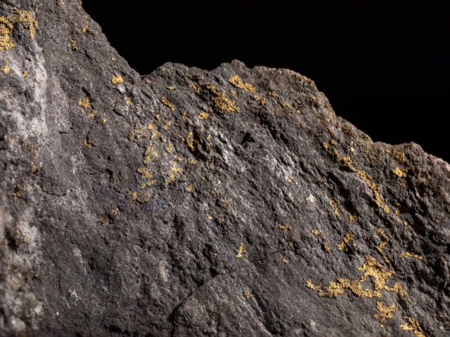 4з - Зразок № 121. Дендрити самородного золота на кварці. Район Кіцбюель, Тіроль, Австрія. Розміри зразка 7х6х3см, до 1880 р. Фото Сергія Кадуліна.